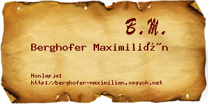 Berghofer Maximilián névjegykártya